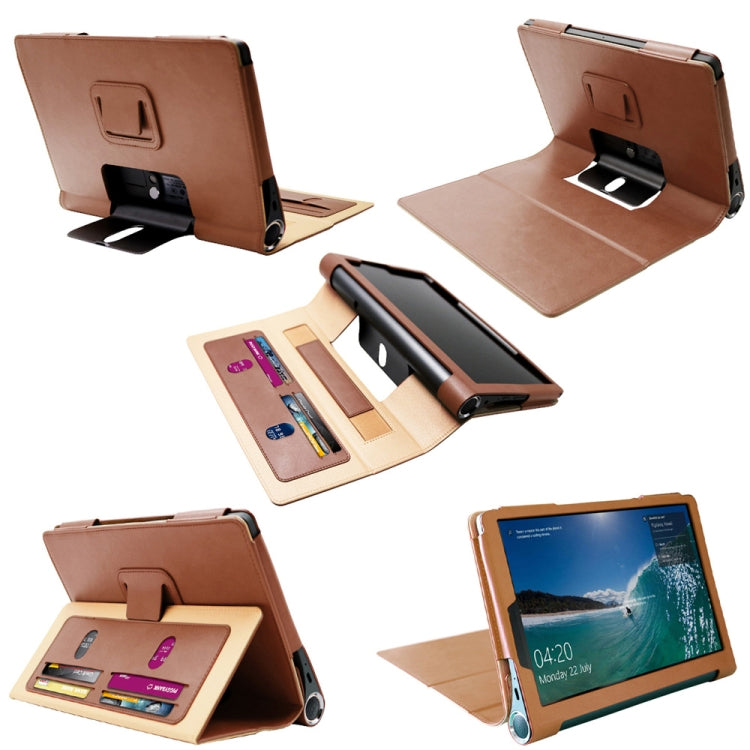 For Lenovo Yoga Tab5 YT-X705F / Yoga Smart Tab 10.1 inch 2019 (withput Sleeping) Retro Texture PU Leather Horizontal Flip Leather Case with Holder & 4 Card Slots & Hand Strap