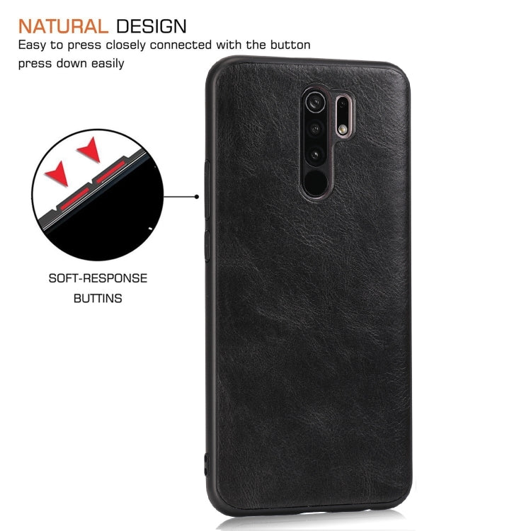 For Xiaomi Redmi 9 Crazy Horse Textured Calfskin PU+PC+TPU Case