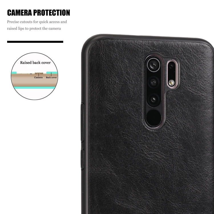 For Xiaomi Redmi 9 Crazy Horse Textured Calfskin PU+PC+TPU Case
