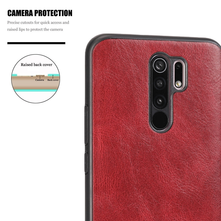For Xiaomi Redmi 9 Crazy Horse Textured Calfskin PU+PC+TPU Case