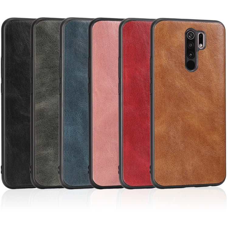 For Xiaomi Redmi 9 Crazy Horse Textured Calfskin PU+PC+TPU Case