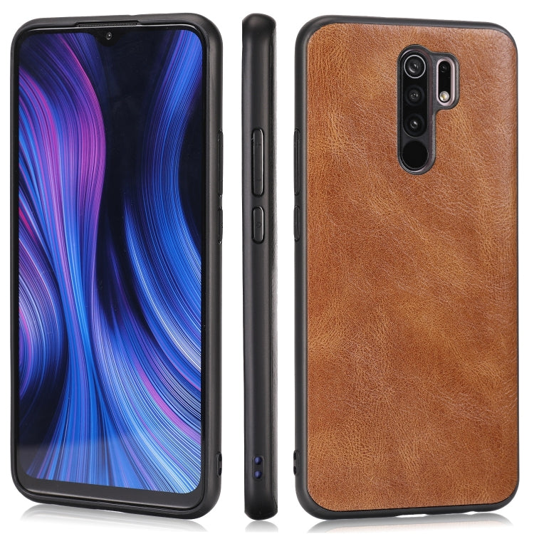For Xiaomi Redmi 9 Crazy Horse Textured Calfskin PU+PC+TPU Case