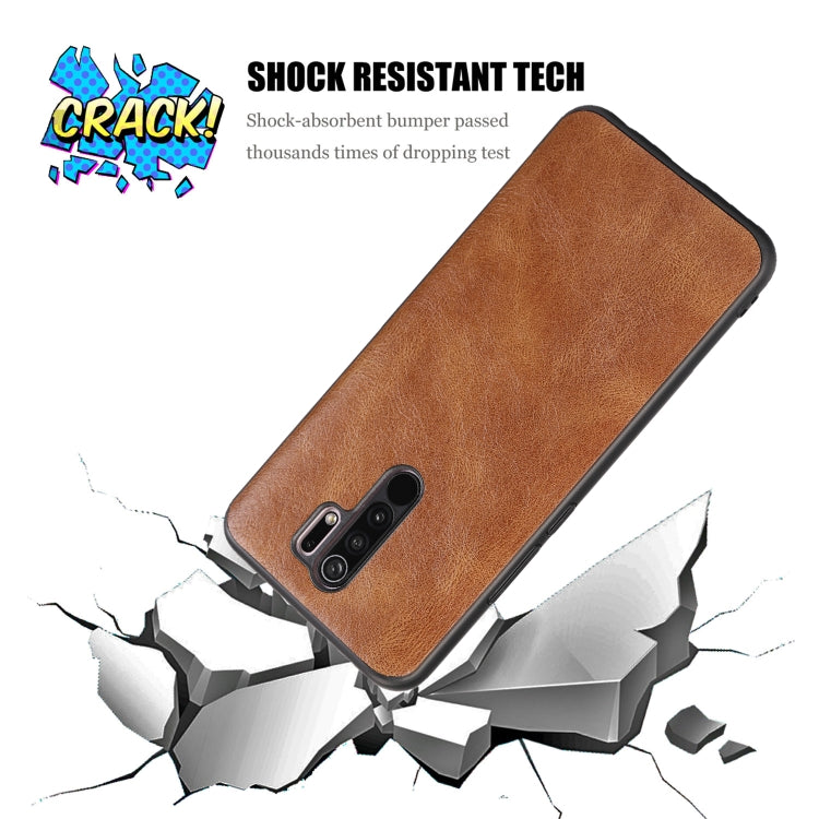 For Xiaomi Redmi 9 Crazy Horse Textured Calfskin PU+PC+TPU Case