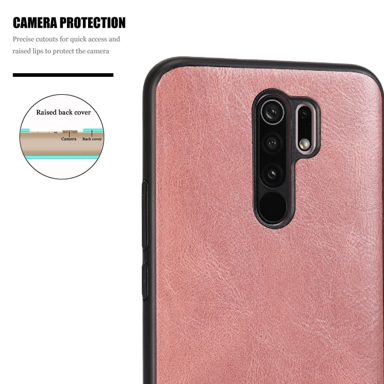 For Xiaomi Redmi 9 Crazy Horse Textured Calfskin PU+PC+TPU Case