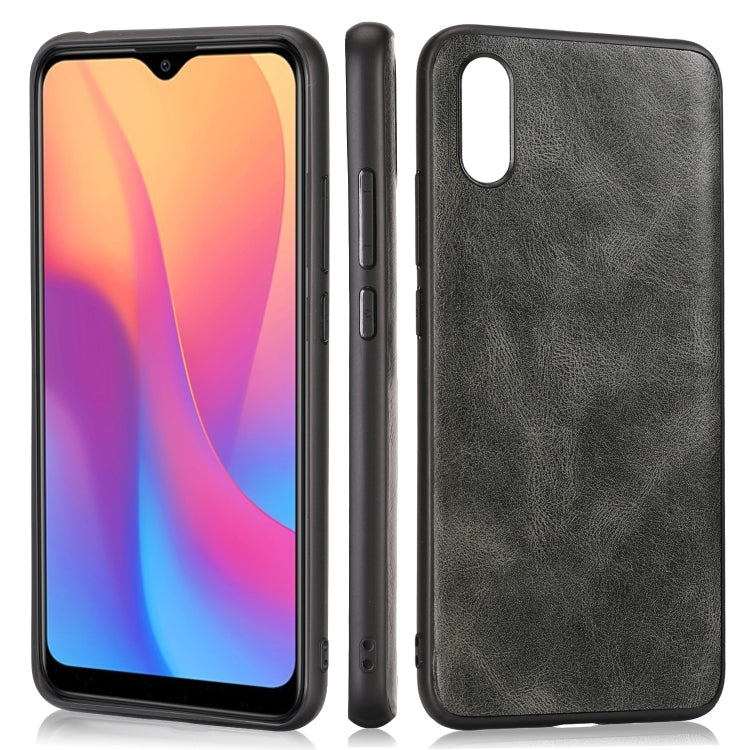 For Xiaomi Redmi 9A Crazy Horse Textured Calfskin PU+PC+TPU Case