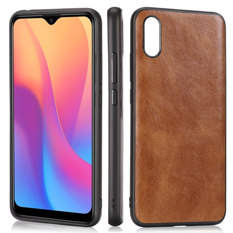 For Xiaomi Redmi 9A Crazy Horse Textured Calfskin PU+PC+TPU Case