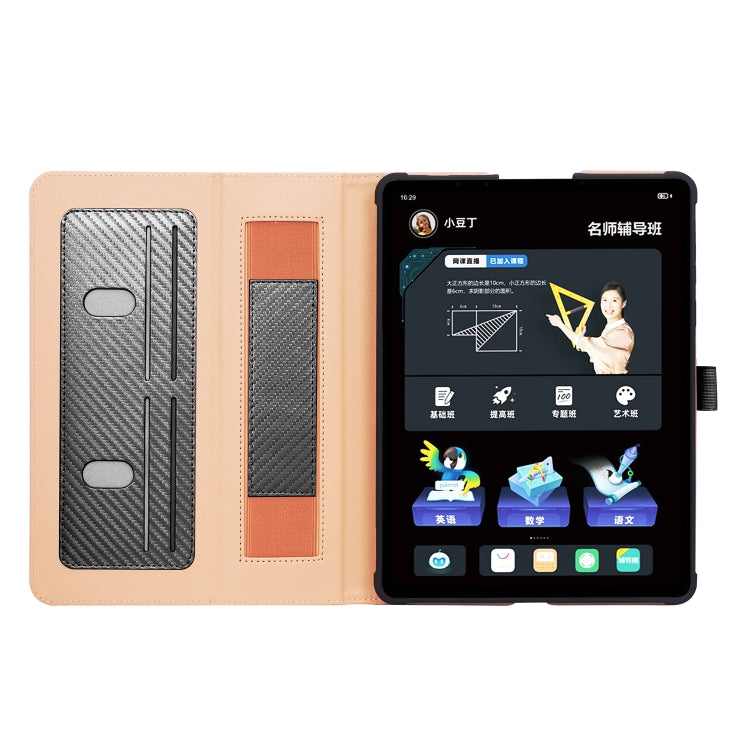 For BBK S5 Pro 11 inch (2020) Carbon Fiber Texture Horizontal Flip Leather Case with Holder & Card Slot & Hand Strap