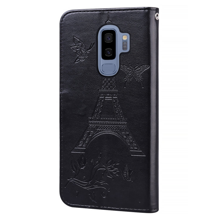 For Samsung Galaxy S9+ Embossing Tower Butterflies Pattern Horizontal Flip PU Leather Case with Holder & Card Slot & Wallet