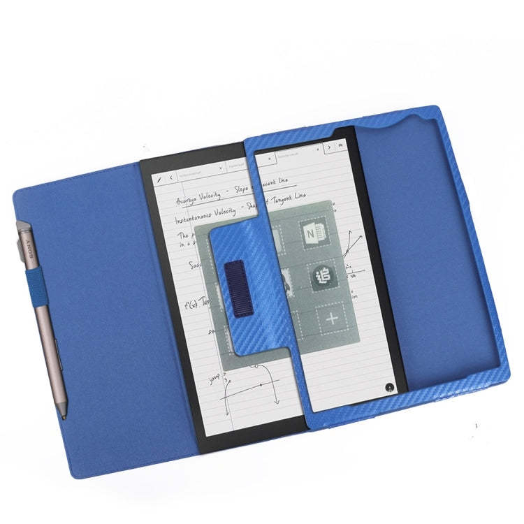 For Sony DPT-CP1 10.3 inch (2018) Carbon Fiber Texture PU Horizontal Flip Leather Case with Holder & Pen Slot & Hand Strap