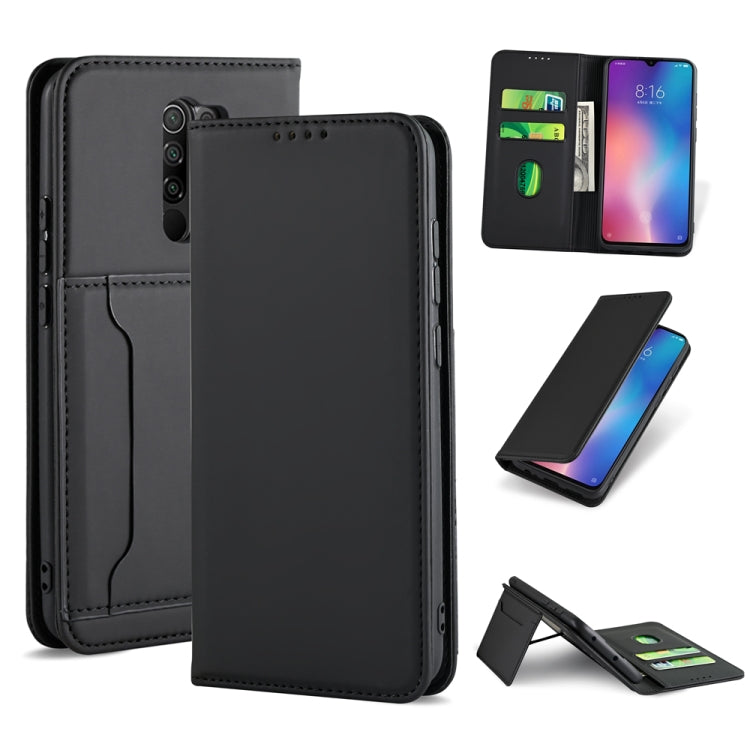 For Xiaomi Redmi 9 Strong Magnetism Shockproof Horizontal Flip Liquid Feel Leather Case with Holder & Card Slots & Wallet