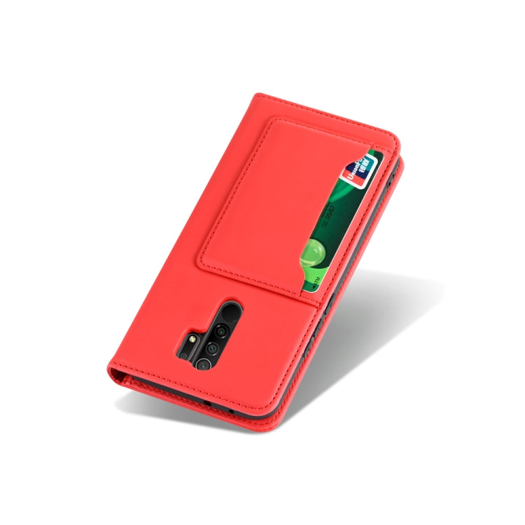 For Xiaomi Redmi 9 Strong Magnetism Shockproof Horizontal Flip Liquid Feel Leather Case with Holder & Card Slots & Wallet