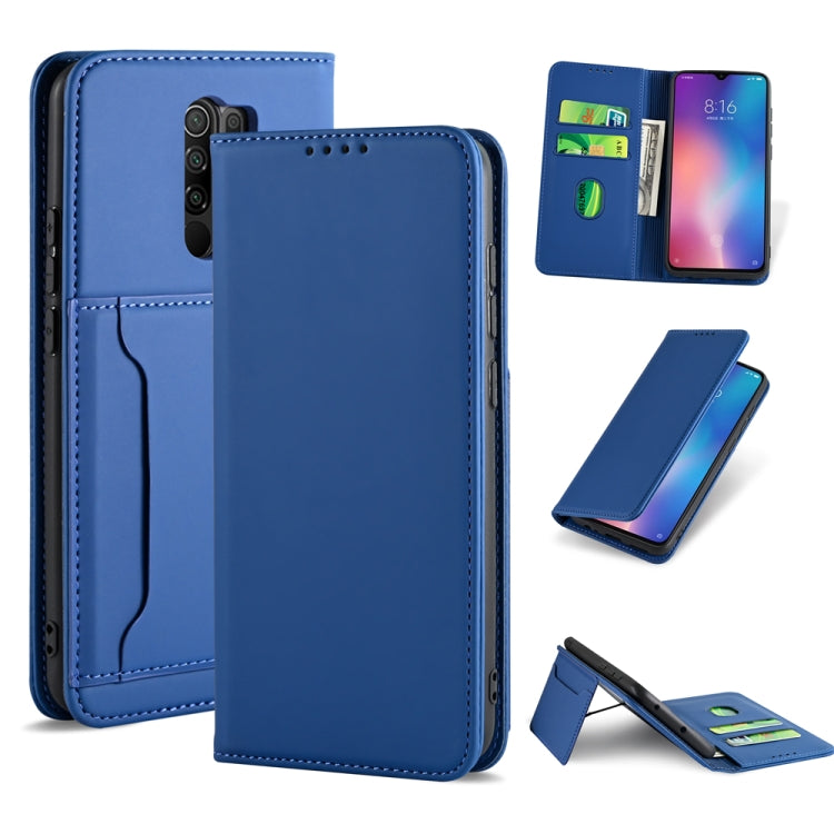 For Xiaomi Redmi 9 Strong Magnetism Shockproof Horizontal Flip Liquid Feel Leather Case with Holder & Card Slots & Wallet