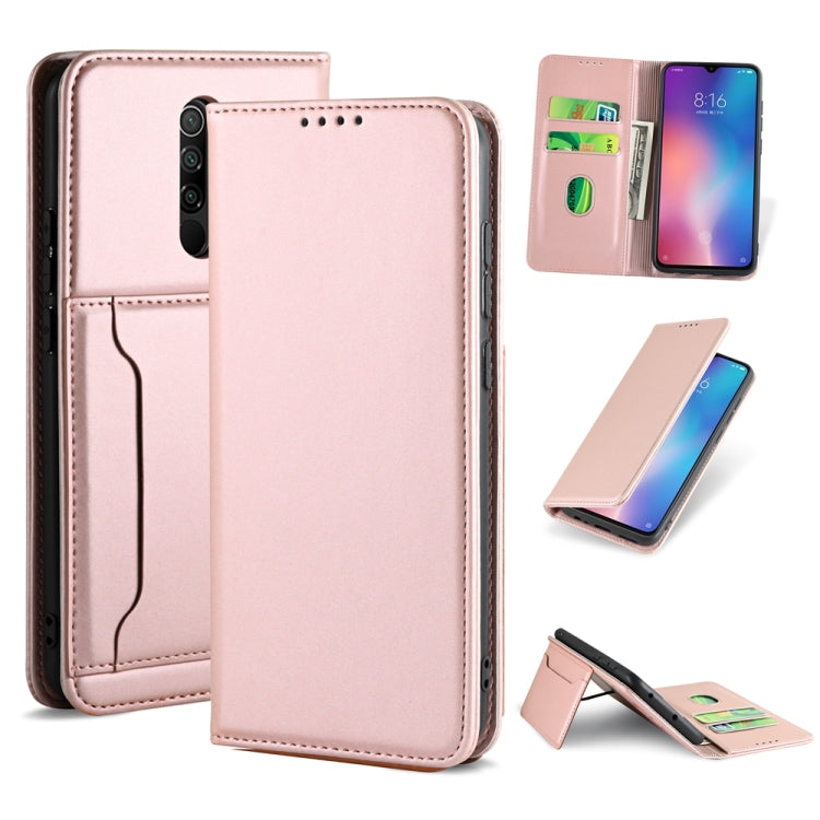 For Xiaomi Redmi 9 Strong Magnetism Shockproof Horizontal Flip Liquid Feel Leather Case with Holder & Card Slots & Wallet