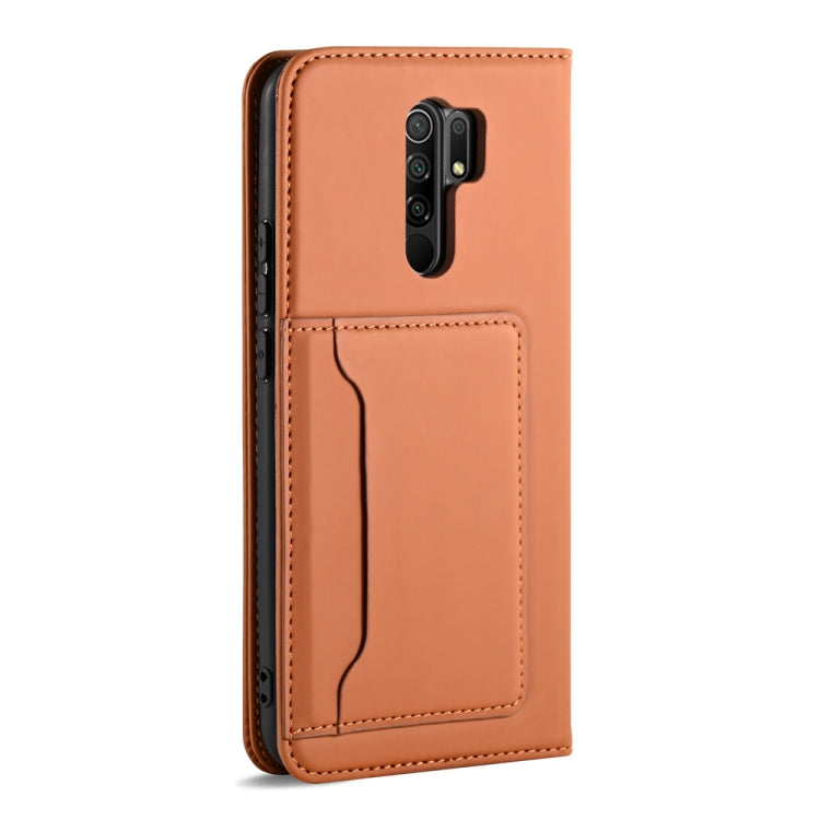 For Xiaomi Redmi 9 Strong Magnetism Shockproof Horizontal Flip Liquid Feel Leather Case with Holder & Card Slots & Wallet