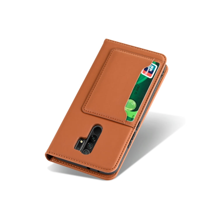 For Xiaomi Redmi 9 Strong Magnetism Shockproof Horizontal Flip Liquid Feel Leather Case with Holder & Card Slots & Wallet