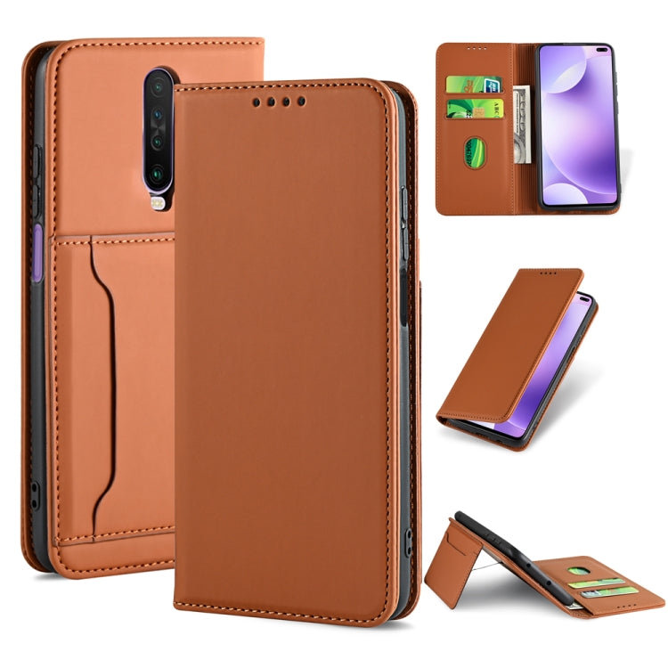 For Xiaomi Redmi K30 / K30 5G / Poco X2 Strong Magnetism Shockproof Horizontal Flip Liquid Feel Leather Case with Holder & Card Slots & Wallet