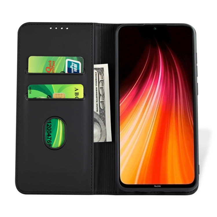 For Xiaomi Redmi Note 8 Strong Magnetism Shockproof Horizontal Flip Liquid Feel Leather Case with Holder & Card Slots & Wallet