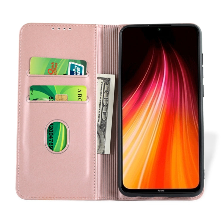 For Xiaomi Redmi Note 8 Strong Magnetism Shockproof Horizontal Flip Liquid Feel Leather Case with Holder & Card Slots & Wallet