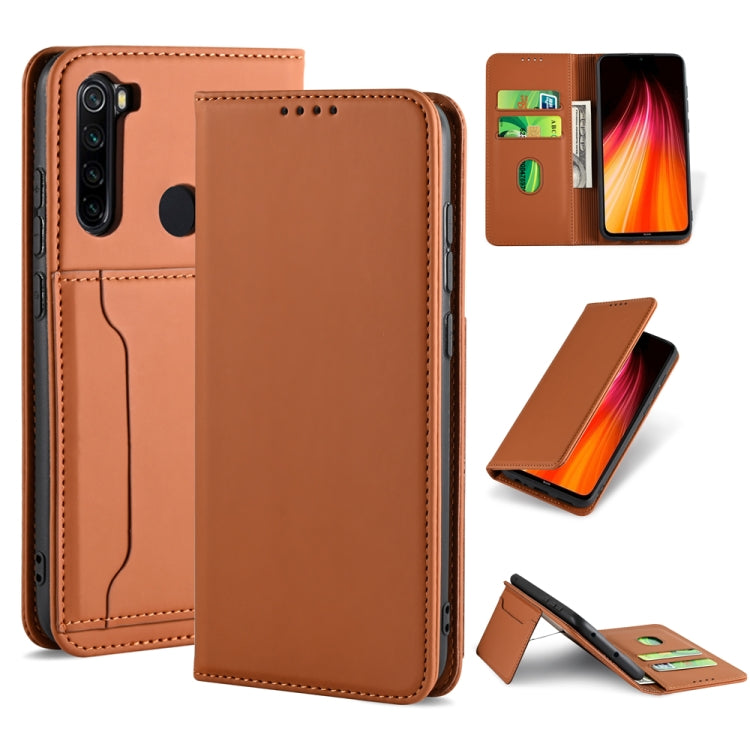 For Xiaomi Redmi Note 8 Strong Magnetism Shockproof Horizontal Flip Liquid Feel Leather Case with Holder & Card Slots & Wallet