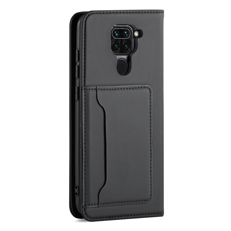 For Xiaomi Redmi Note 9 Strong Magnetism Shockproof Horizontal Flip Liquid Feel Leather Case with Holder & Card Slots & Wallet
