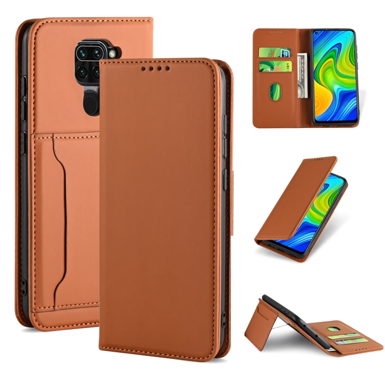 For Xiaomi Redmi Note 9 Strong Magnetism Shockproof Horizontal Flip Liquid Feel Leather Case with Holder & Card Slots & Wallet