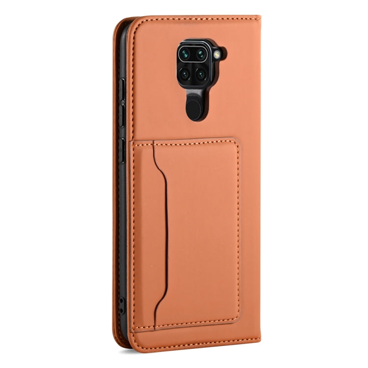 For Xiaomi Redmi Note 9 Strong Magnetism Shockproof Horizontal Flip Liquid Feel Leather Case with Holder & Card Slots & Wallet