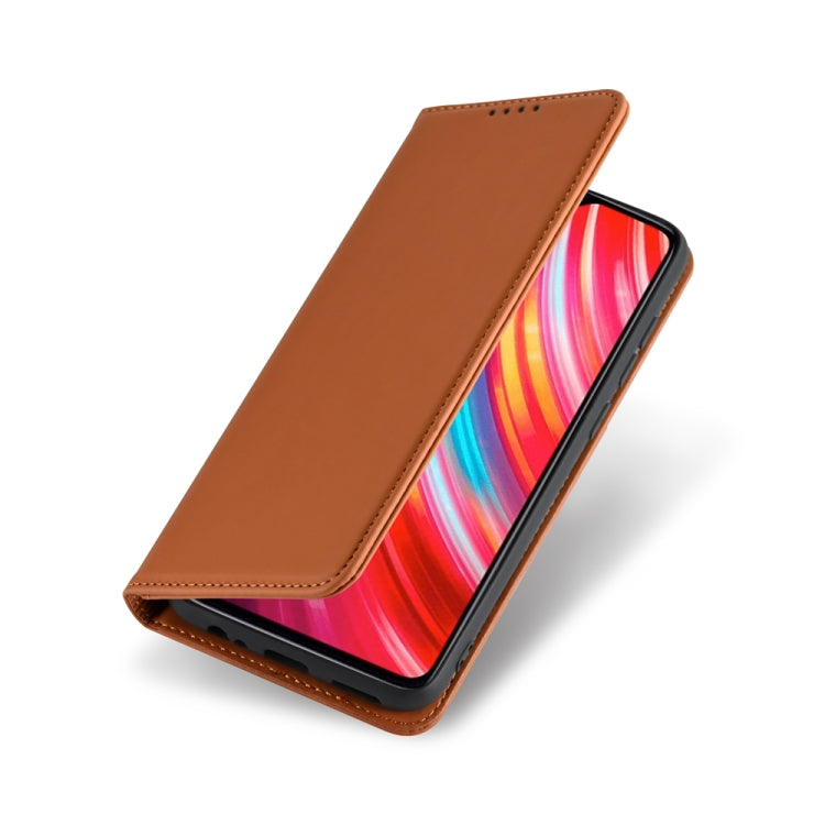 For Xiaomi Redmi Note 8 Pro Strong Magnetism Shockproof Horizontal Flip Liquid Feel Leather Case with Holder & Card Slots & Wallet
