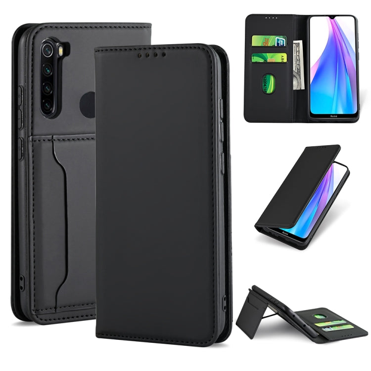 For Xiaomi Redmi Note 8T(India Version) Strong Magnetism Shockproof Horizontal Flip Liquid Feel Leather Case with Holder & Card Slots & Wallet