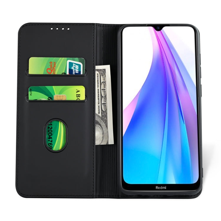 For Xiaomi Redmi Note 8T(India Version) Strong Magnetism Shockproof Horizontal Flip Liquid Feel Leather Case with Holder & Card Slots & Wallet