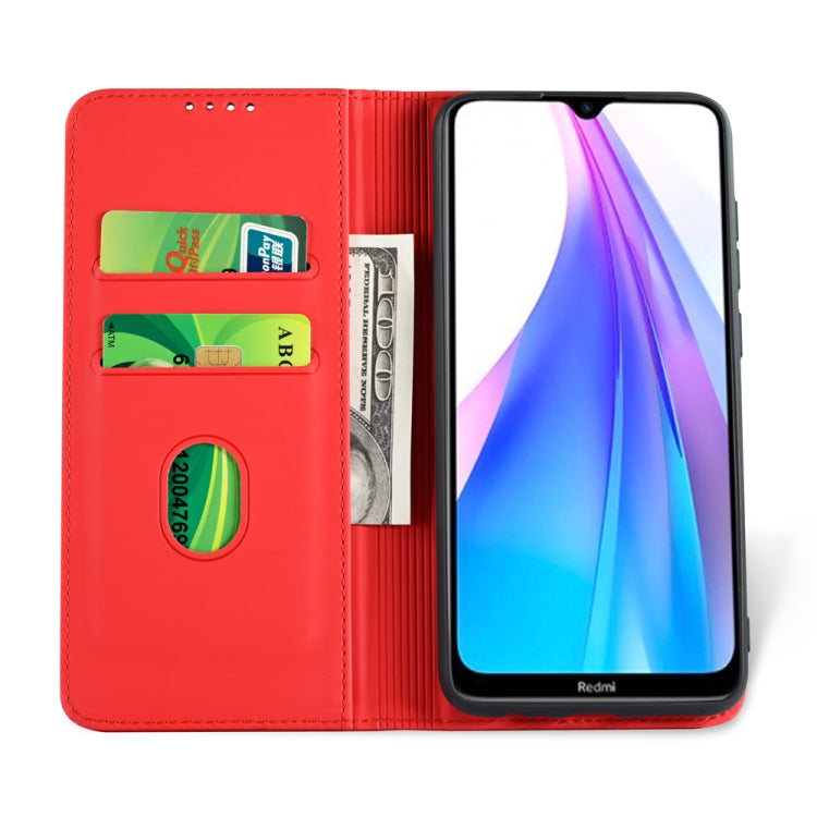 For Xiaomi Redmi Note 8T(India Version) Strong Magnetism Shockproof Horizontal Flip Liquid Feel Leather Case with Holder & Card Slots & Wallet