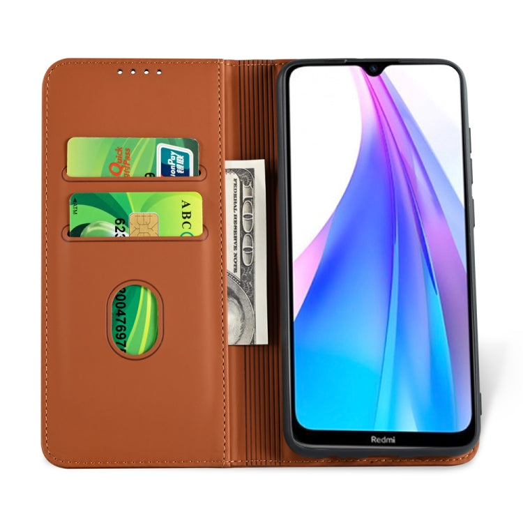 For Xiaomi Redmi Note 8T(India Version) Strong Magnetism Shockproof Horizontal Flip Liquid Feel Leather Case with Holder & Card Slots & Wallet