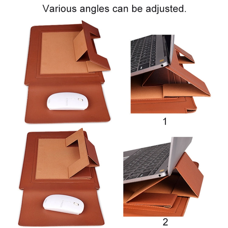 PU05 Sleeve Leather Case Carrying Bag with Small Storage Bag for 14.1 inch Laptop