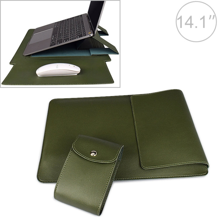 PU05 Sleeve Leather Case Carrying Bag with Small Storage Bag for 14.1 inch Laptop