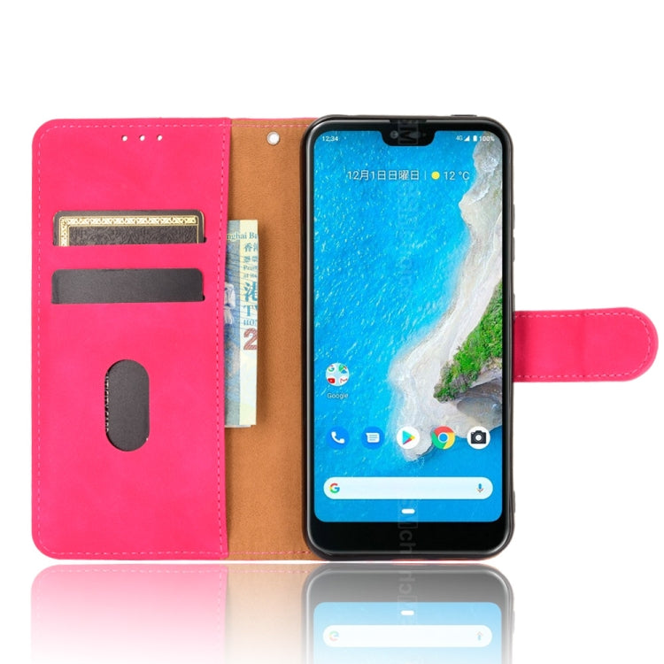For Kyocera Android One S6 Solid Color Skin Feel Magnetic Buckle Horizontal Flip Calf Texture PU Leather Case with Holder & Card Slots & Wallet