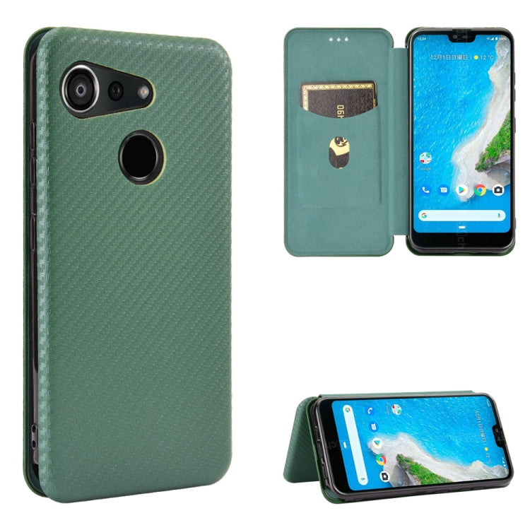 For Kyocera Android One S6 Carbon Fiber Texture Horizontal Flip TPU + PC + PU Leather Case with Card Slot