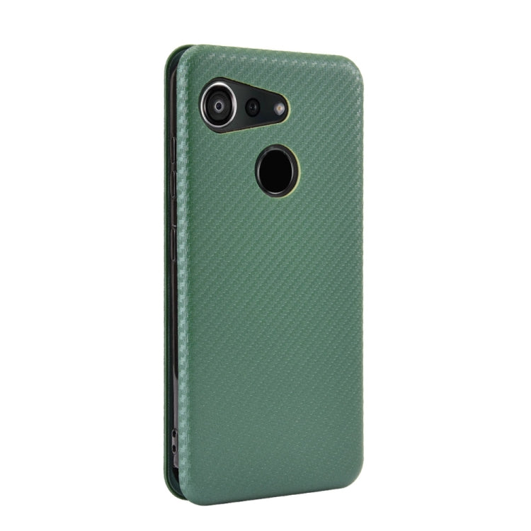 For Kyocera Android One S6 Carbon Fiber Texture Horizontal Flip TPU + PC + PU Leather Case with Card Slot