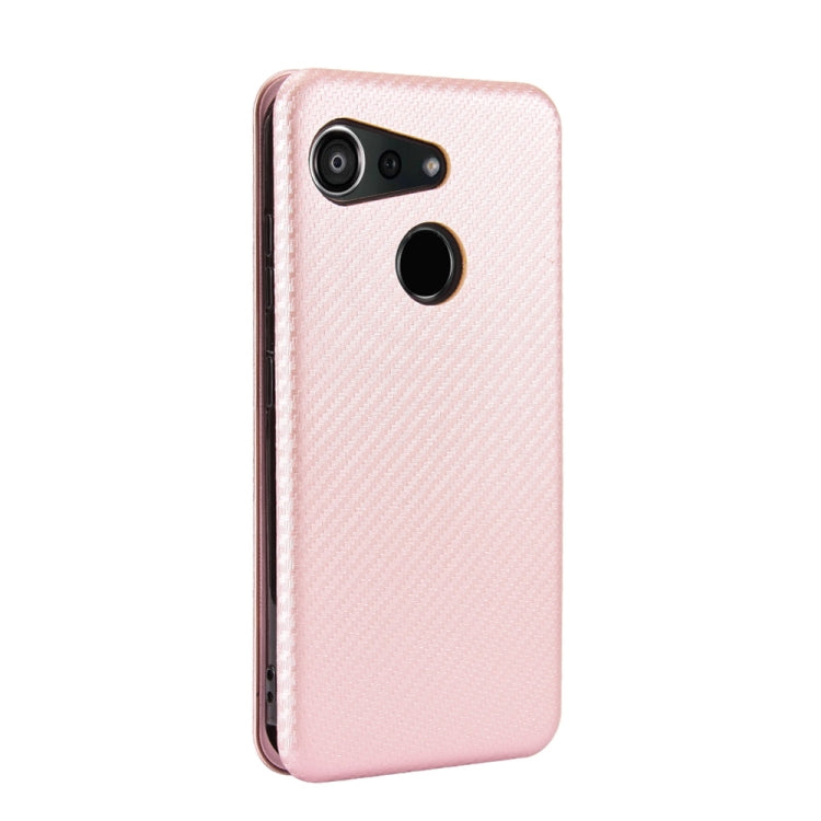 For Kyocera Android One S6 Carbon Fiber Texture Horizontal Flip TPU + PC + PU Leather Case with Card Slot