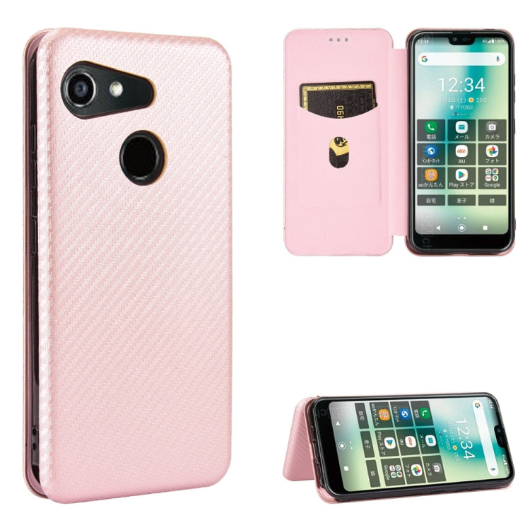 For Kyocera Gratina KYV48 Carbon Fiber Texture Horizontal Flip TPU + PC + PU Leather Case with Card Slot