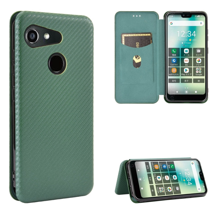 For Kyocera Gratina KYV48 Carbon Fiber Texture Horizontal Flip TPU + PC + PU Leather Case with Card Slot