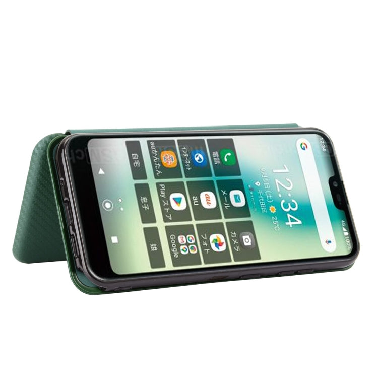 For Kyocera Gratina KYV48 Carbon Fiber Texture Horizontal Flip TPU + PC + PU Leather Case with Card Slot