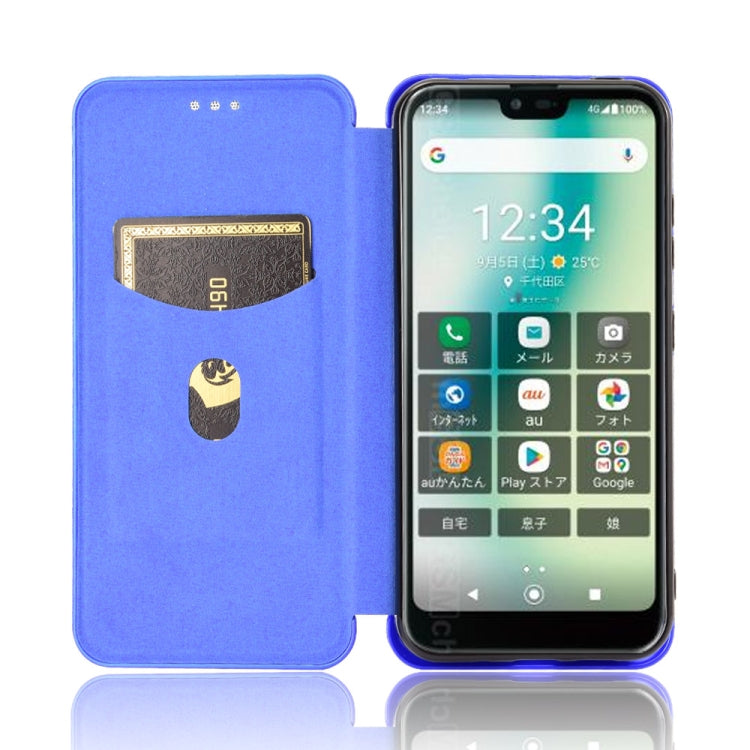 For Kyocera Gratina KYV48 Carbon Fiber Texture Horizontal Flip TPU + PC + PU Leather Case with Card Slot