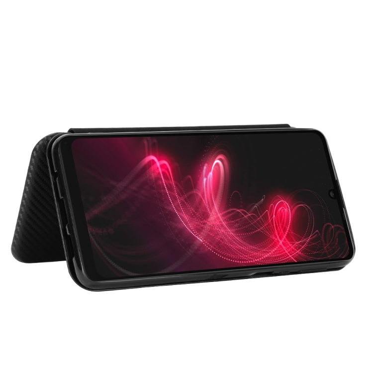 For Sharp Aquos Zero 5G Basic Carbon Fiber Texture Horizontal Flip TPU + PC + PU Leather Case with Card Slot