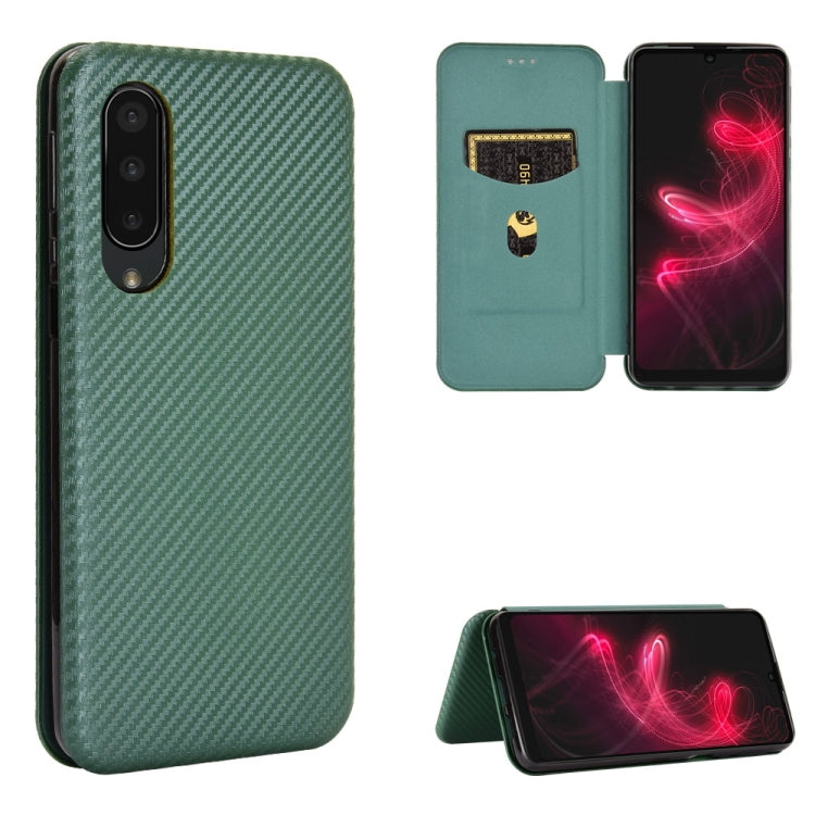For Sharp Aquos Zero 5G Basic Carbon Fiber Texture Horizontal Flip TPU + PC + PU Leather Case with Card Slot