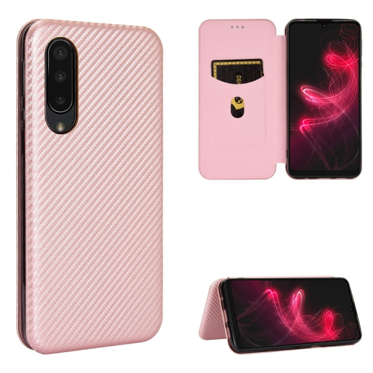 For Sharp Aquos Zero 5G Basic Carbon Fiber Texture Horizontal Flip TPU + PC + PU Leather Case with Card Slot