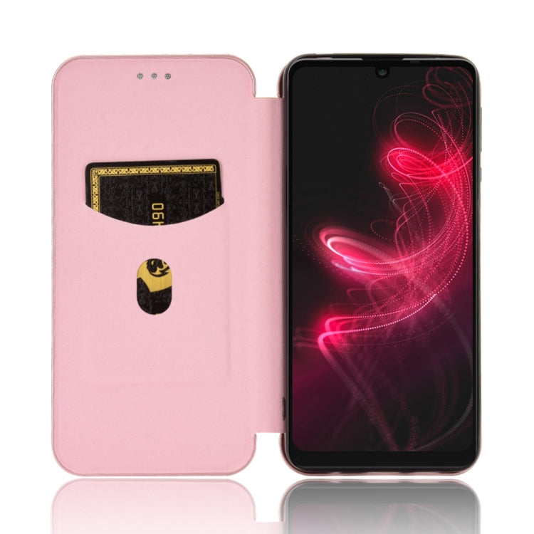 For Sharp Aquos Zero 5G Basic Carbon Fiber Texture Horizontal Flip TPU + PC + PU Leather Case with Card Slot