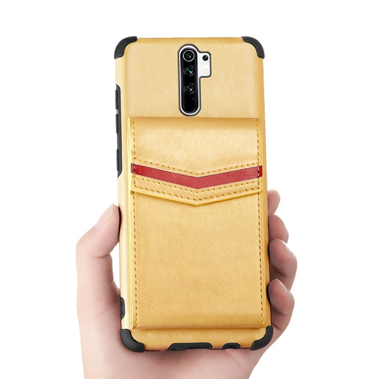 For Xiaomi Redmi 9 Flip Card Bag Copper Buckle TPU + PU Leather Back Cover Shockproof Case with Card Slots & Photo Frame