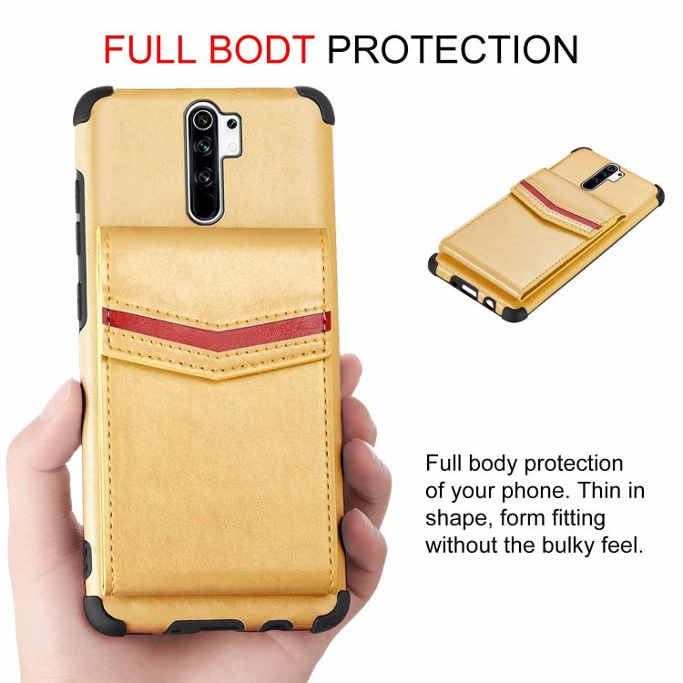 For Xiaomi Redmi 9 Flip Card Bag Copper Buckle TPU + PU Leather Back Cover Shockproof Case with Card Slots & Photo Frame