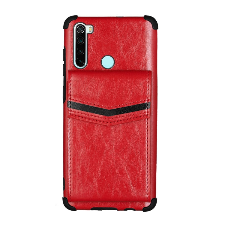 For Xiaomi Redmi Note 8 Flip Card Bag Copper Buckle TPU + PU Leather Back Cover Shockproof Case with Card Slots & Photo Frame