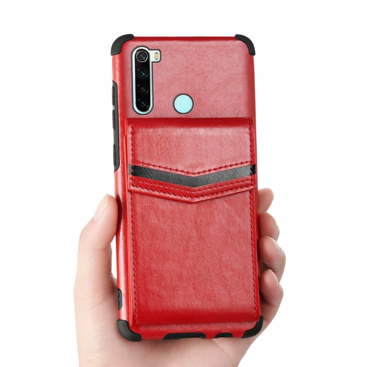 For Xiaomi Redmi Note 8 Flip Card Bag Copper Buckle TPU + PU Leather Back Cover Shockproof Case with Card Slots & Photo Frame