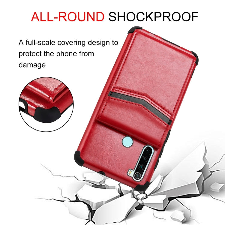 For Xiaomi Redmi Note 8 Flip Card Bag Copper Buckle TPU + PU Leather Back Cover Shockproof Case with Card Slots & Photo Frame